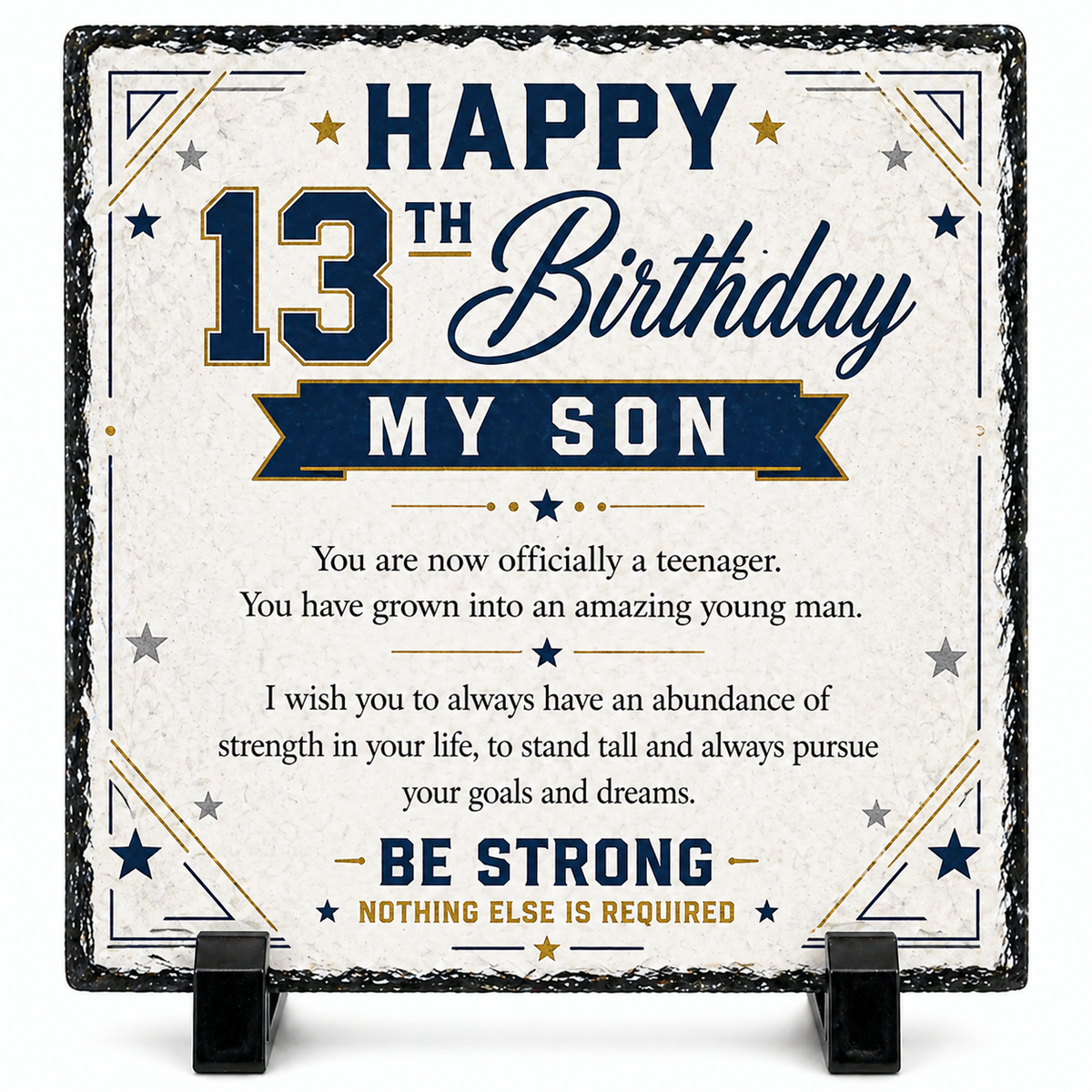 13th Birthday Gift for Son – Rock Slate Plaque 20cm x 20cm | Inspirational Teenage Gift for Boys | Meaningful Keepsake South Africa
