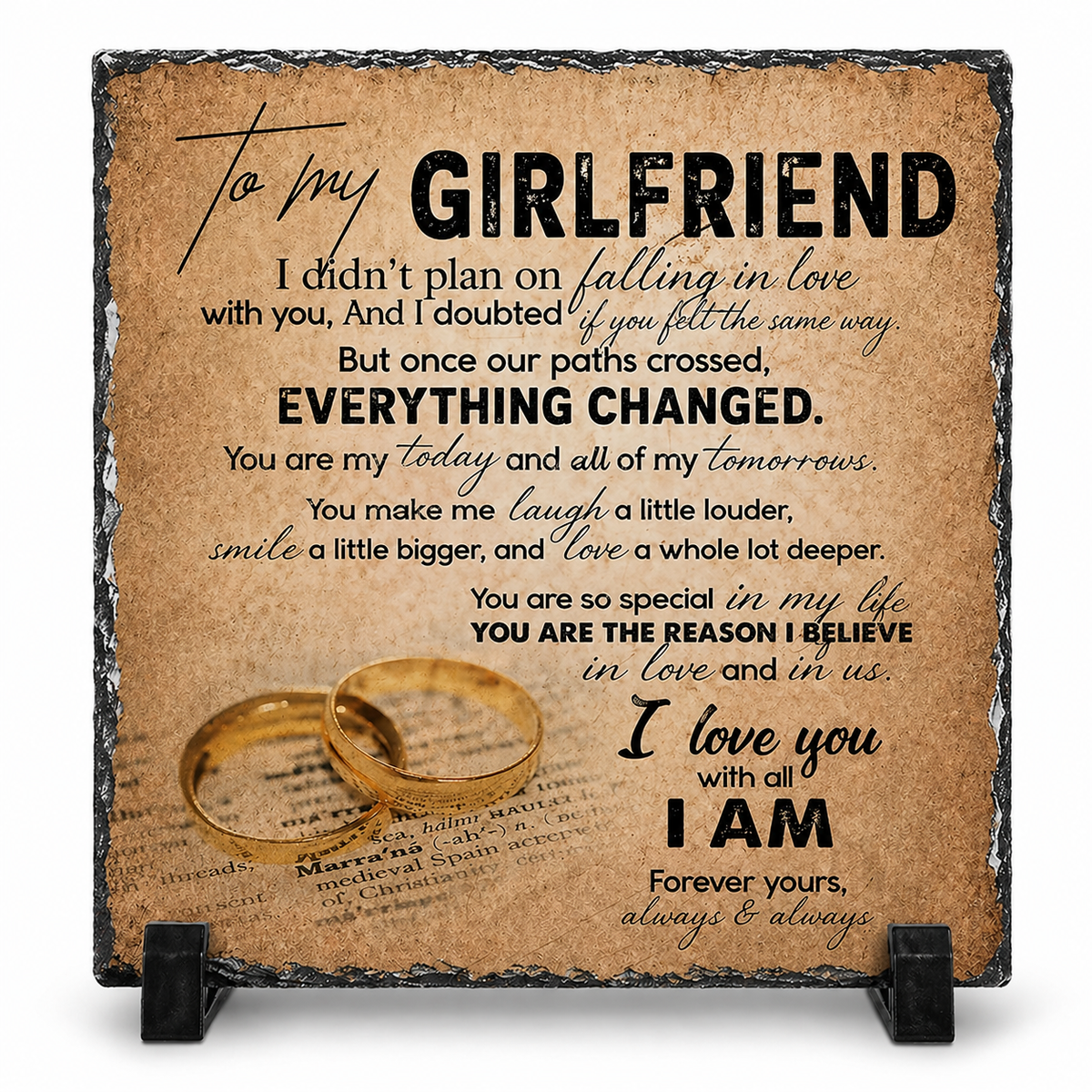 To My Girlfriend Rock Slate Gift – 20cm x 20cm Romantic Keepsake Plaque | Cute Love Gift for Girlfriend | Anniversary Birthday Gift South Africa