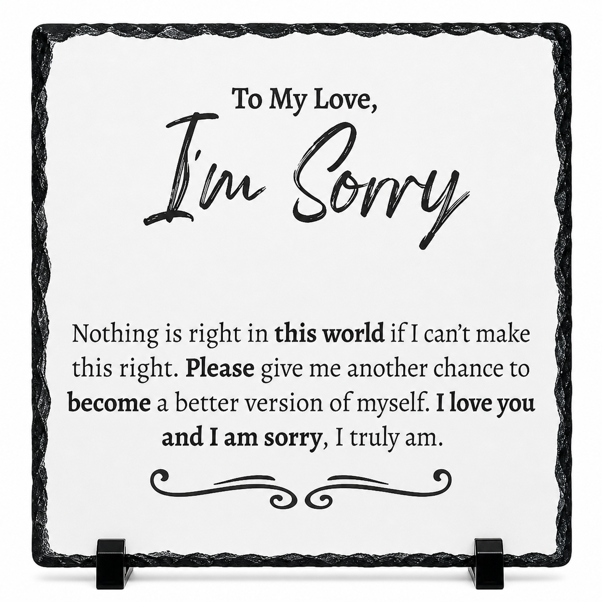 Romantic Apology Gift for Him or Her – “I’m Sorry My Love” Rock Slate Plaque | Love Apology Gift, Relationship Repair Keepsake, I’m Sorry Gift (20x20cm)