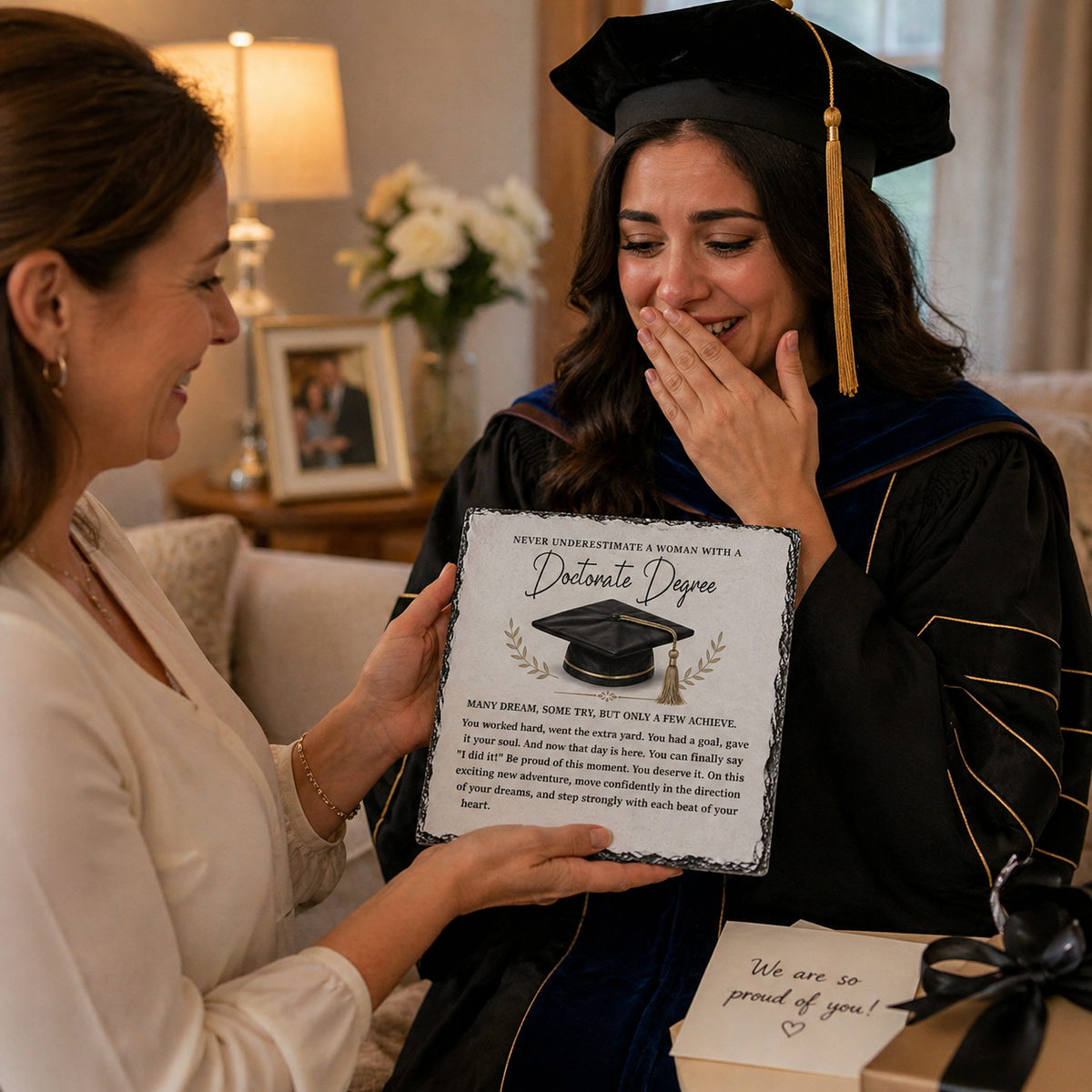 Doctorate Degree Graduation Rock Slate Plaque – Inspirational PhD Milestone Gift