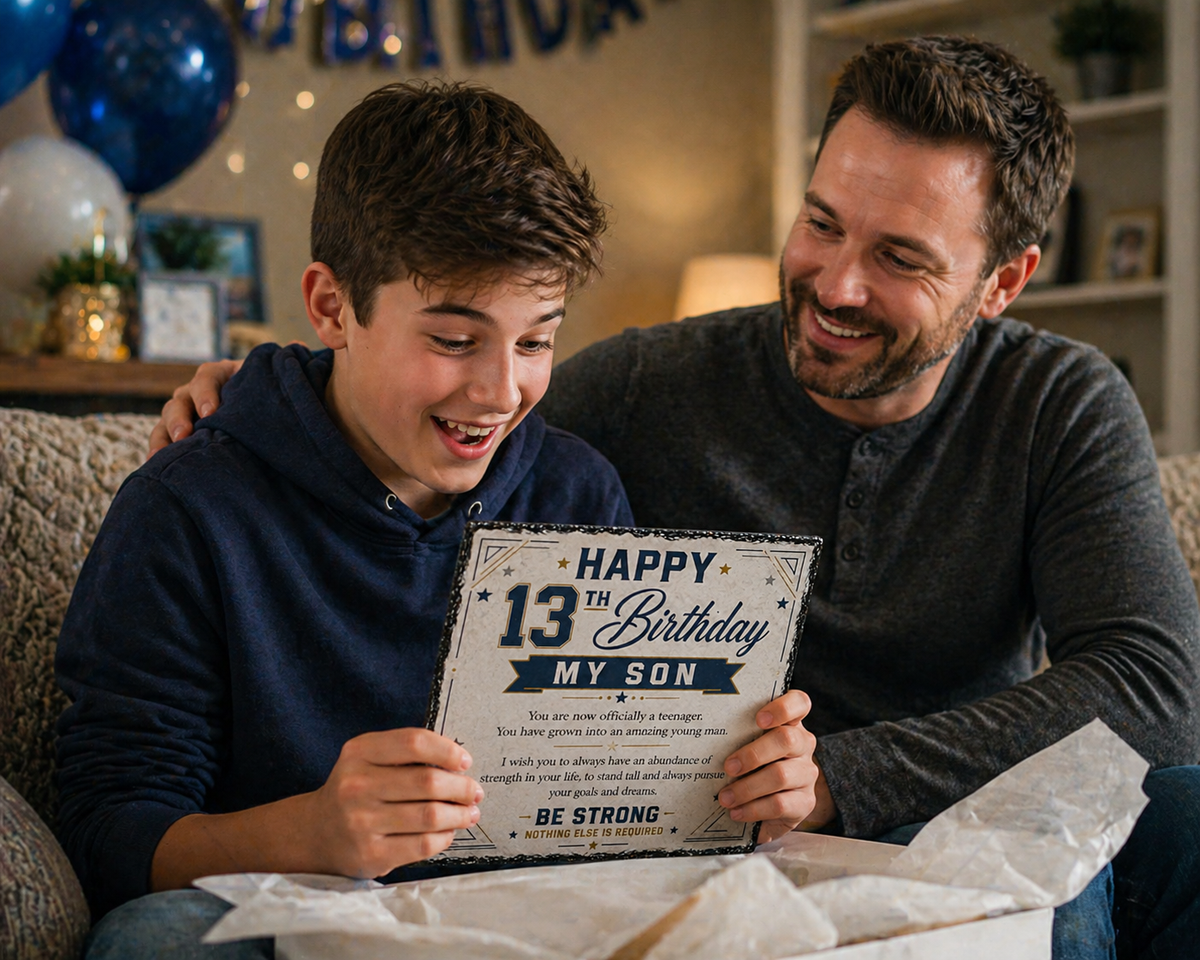 13th Birthday Gift for Son – Rock Slate Plaque 20cm x 20cm | Inspirational Teenage Gift for Boys | Meaningful Keepsake South Africa
