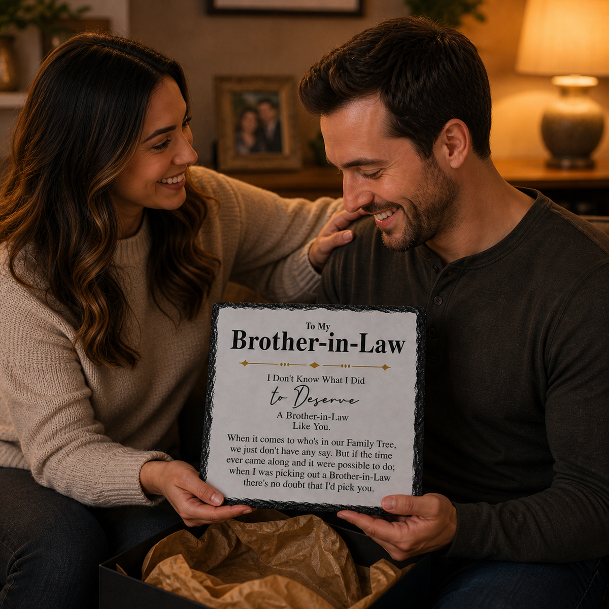 Gift for Brother-in-Law – Sentimental Rock Slate Plaque | Birthday Gift for Brother in Law, Appreciation Keepsake, Family Gift Idea (20x20cm)