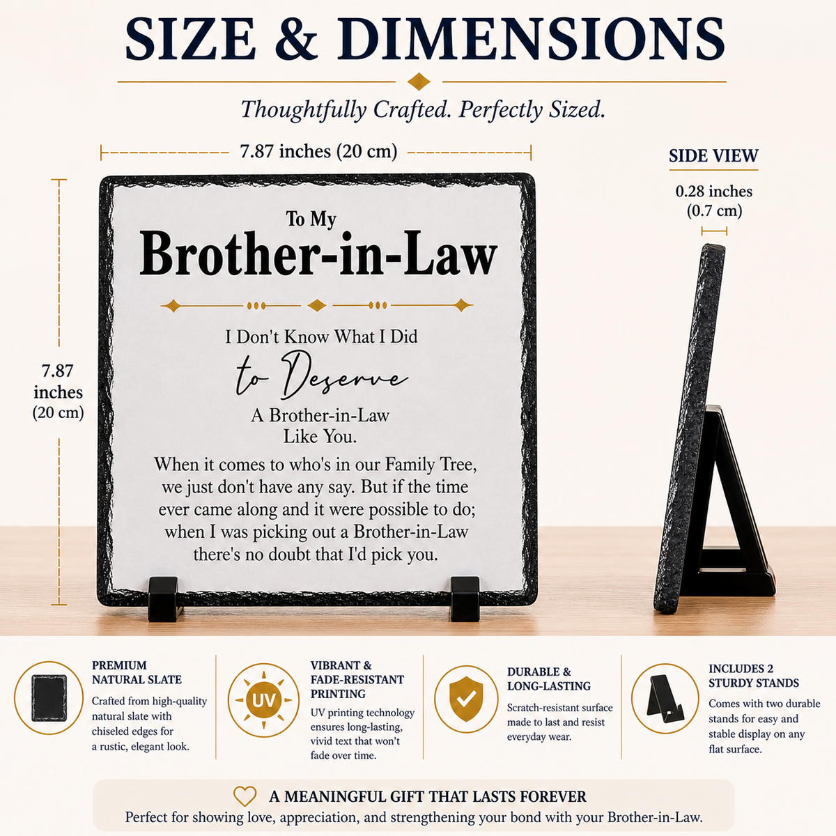 Gift for Brother-in-Law – Sentimental Rock Slate Plaque | Birthday Gift for Brother in Law, Appreciation Keepsake, Family Gift Idea (20x20cm)