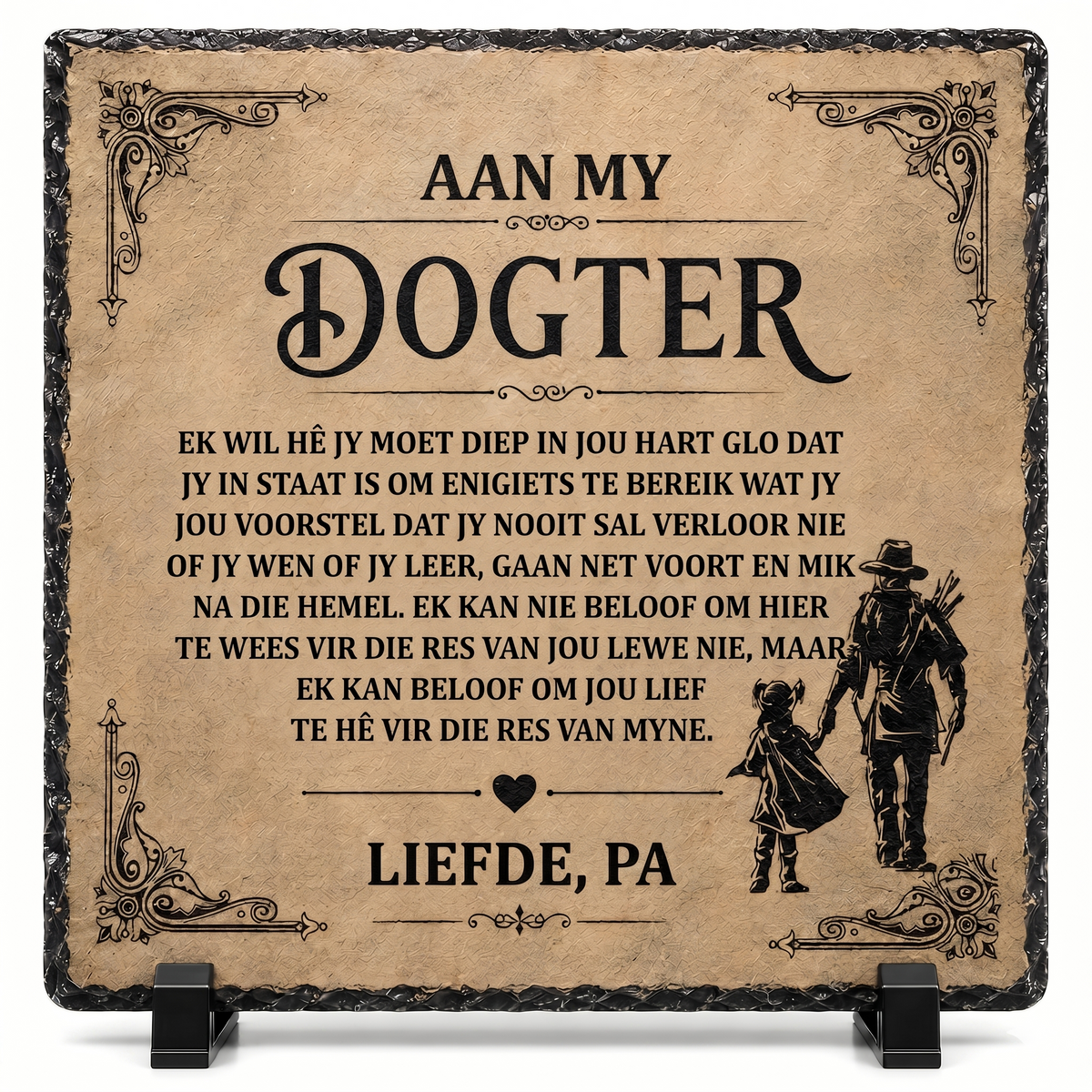 Aan My Dogter Rock Slate Plaque – Inspirerende Geskenk van Pappa