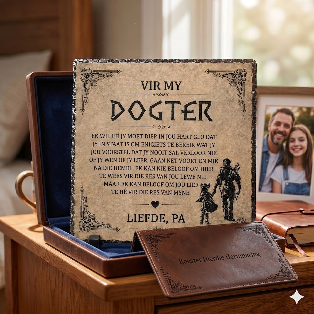 Aan My Dogter Rock Slate Plaque – Inspirerende Geskenk van Pappa
