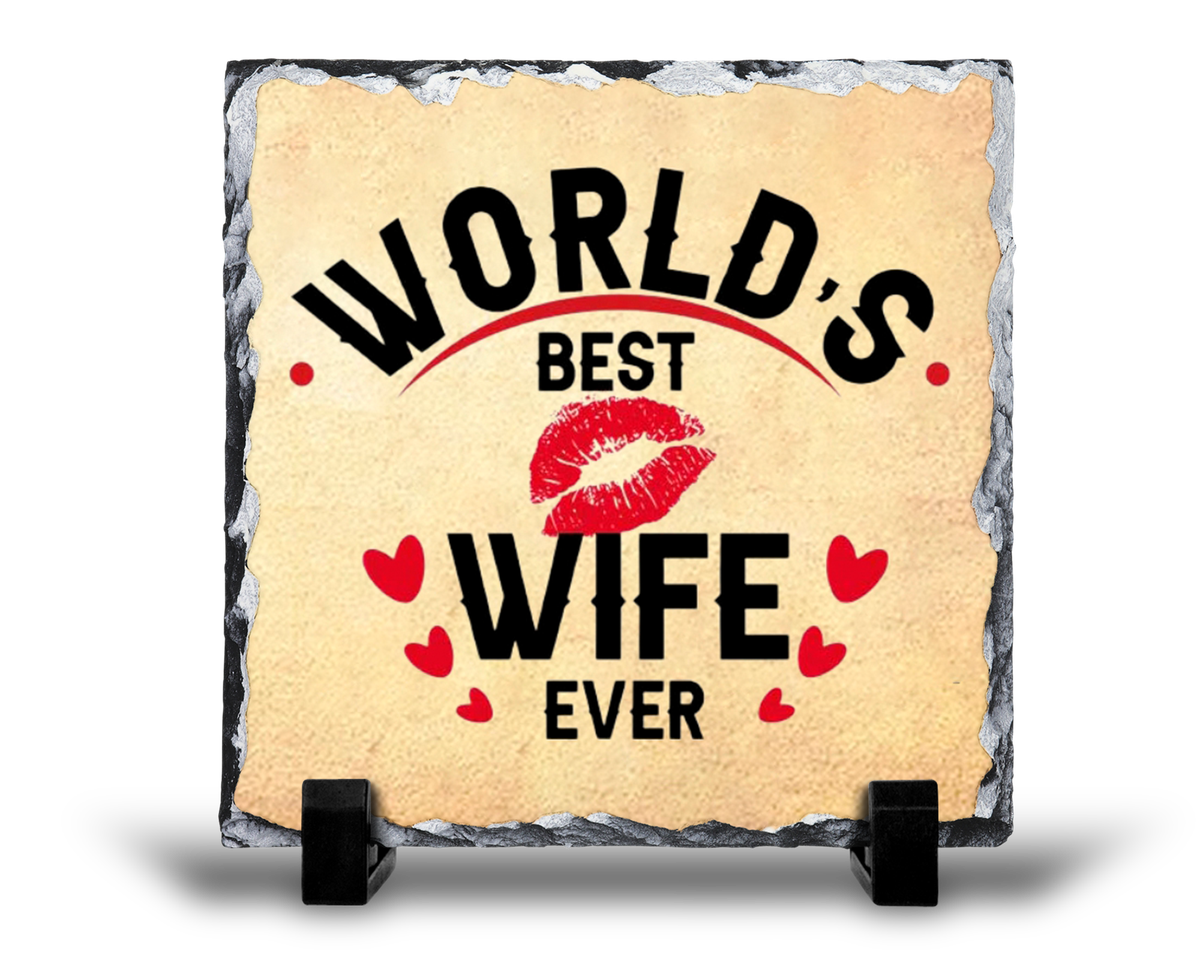 World's Best Wife Ever Anniversary Gift Rock Slate