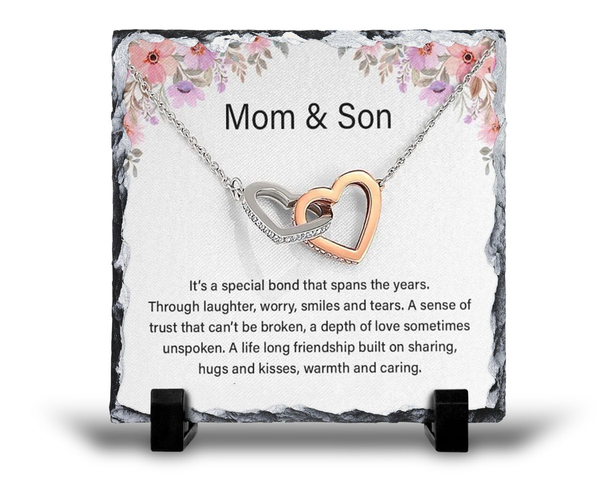 Mom & Son Gift Rock Slate