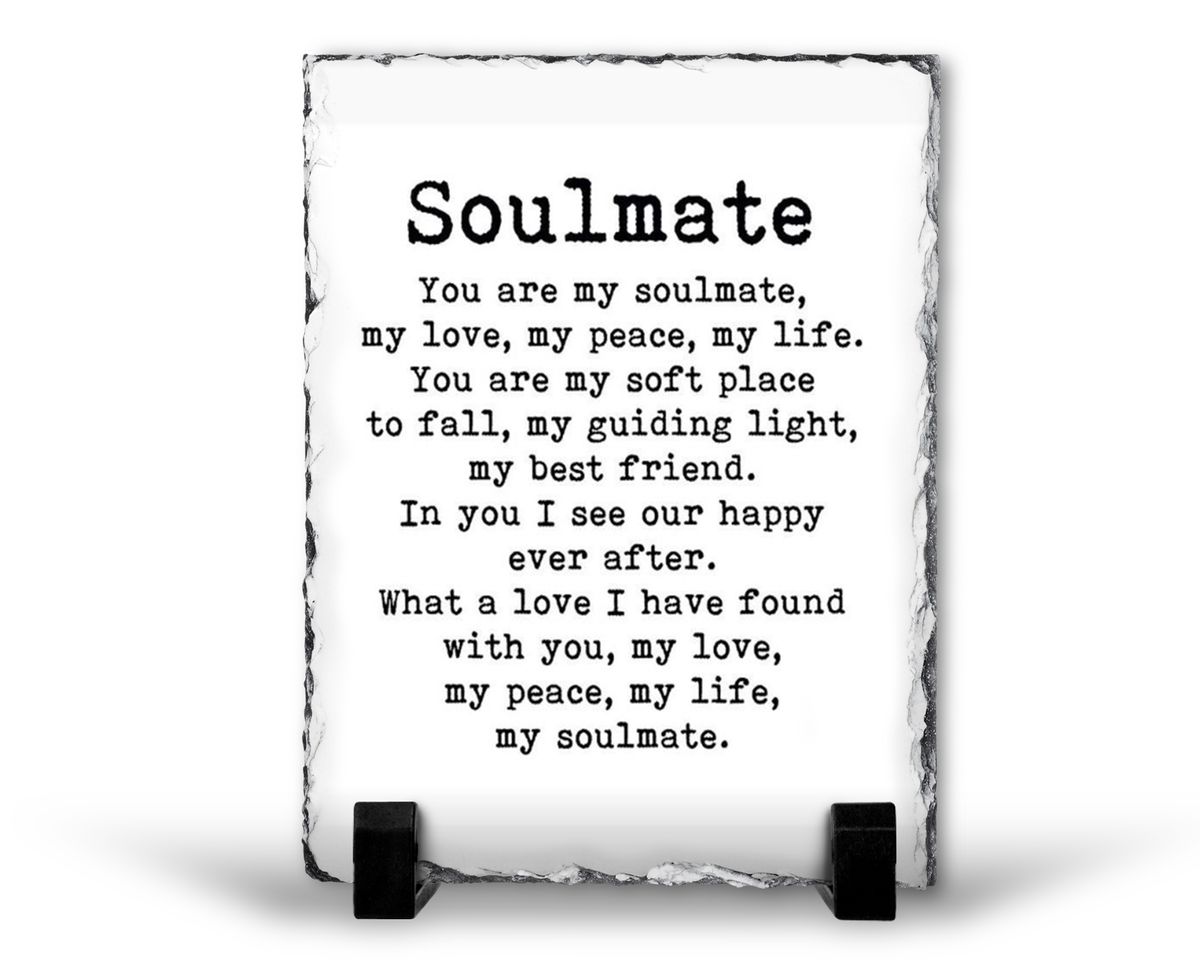 Soulmate Husband Wife Birthday Anniversary Gift Rock Slate
